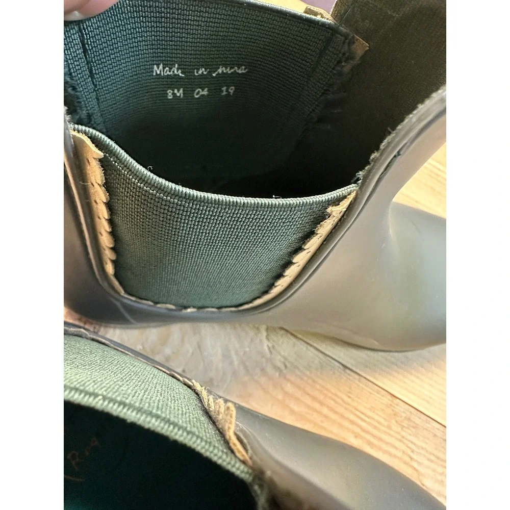 Jack Rogers Rain Boots Chelsea Ankle Pull On Green Scalloped Size 8‎